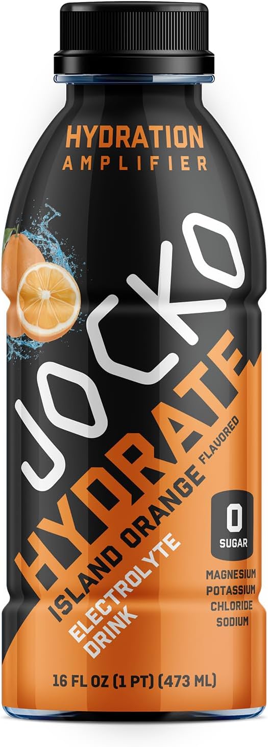 Jocko Fuel Hydrate Electrolyte Drinks - Sports Hydration Amplifier - Scientifically Formulated Electrolyte Blend Island Orange + Lemon-Lime 16 Oz (24 Pack)