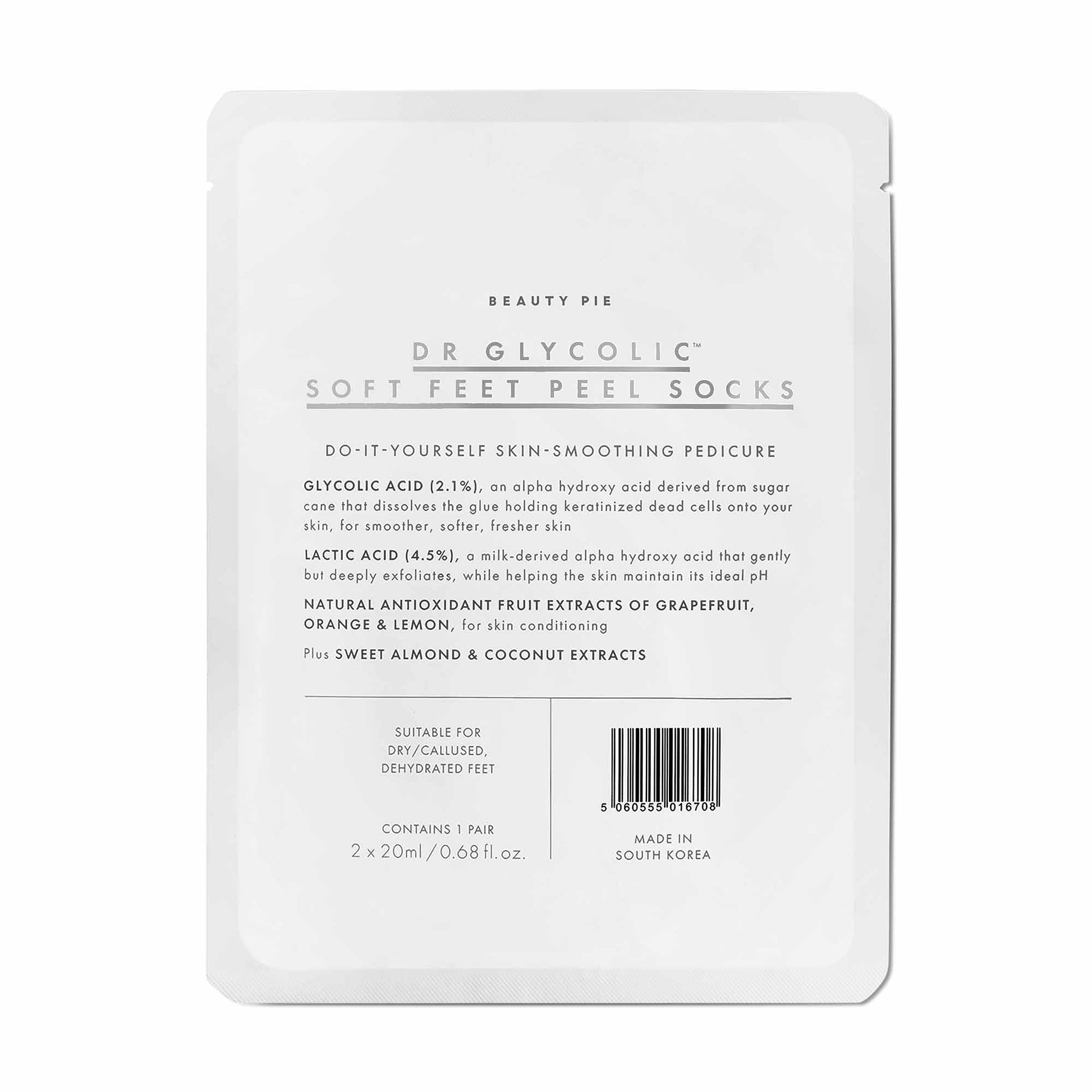 Beauty Pie Dr Glycolic Soft Feet 7-Day Peel Socks – Exfoliating Foot Peel Treatment with Glycolic & Lactic Acids, Fruit Extracts & Moisturizers – Baby-Soft Smooth Feet, Spa-Style Foot Care