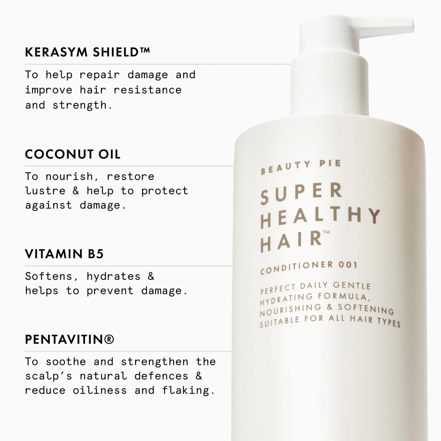 Beauty Pie Super Healthy Hair Shampoo 001 – Daily Gentle Cleansing Shampoo with KerASym Shield & Pentavitin – Strengthens, Moisturizes & Refreshes All Hair Types with Signature Tea & Coco Scent