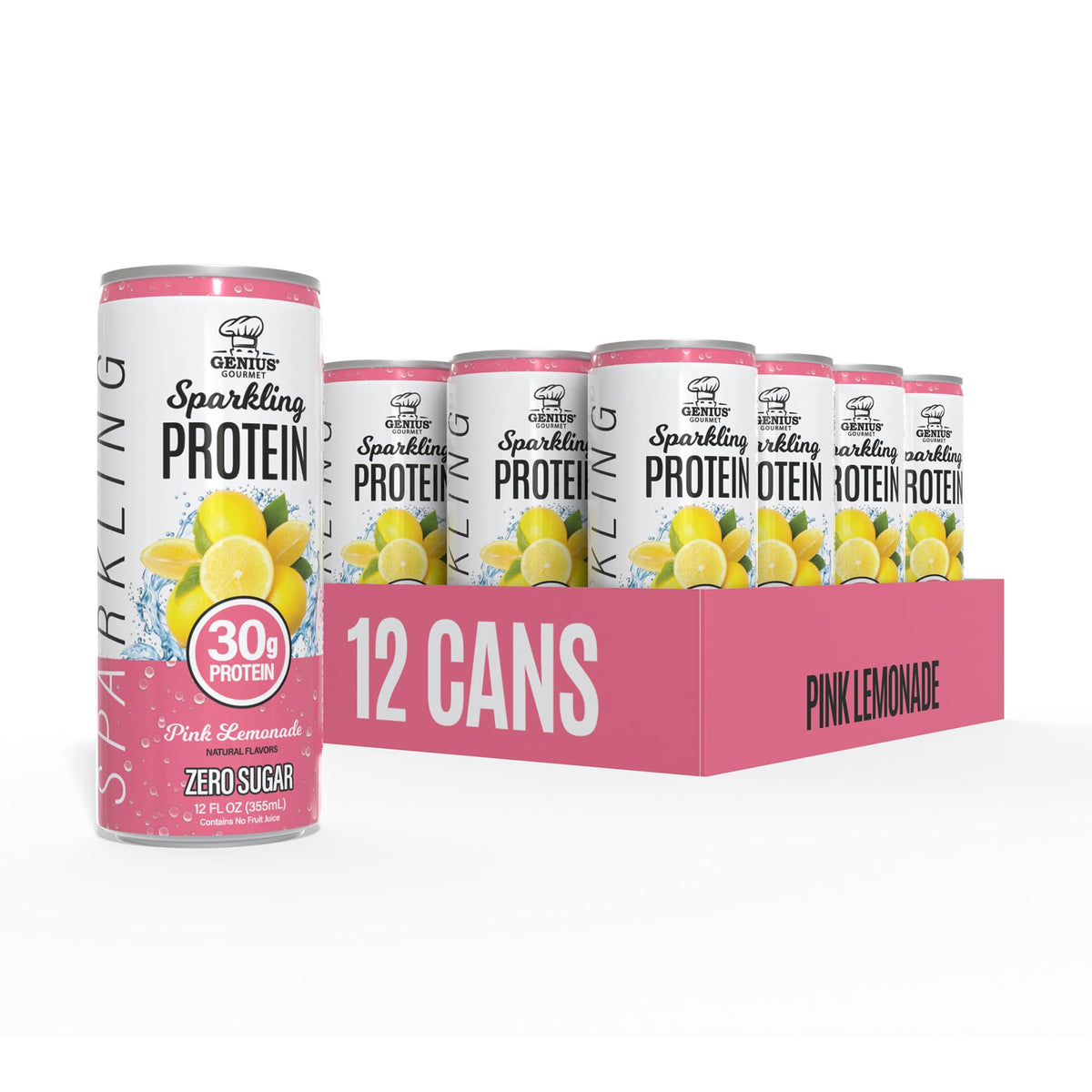 Genius Gourmet Clear Protein Sparkling Water Fruit Punch, 18 Pack