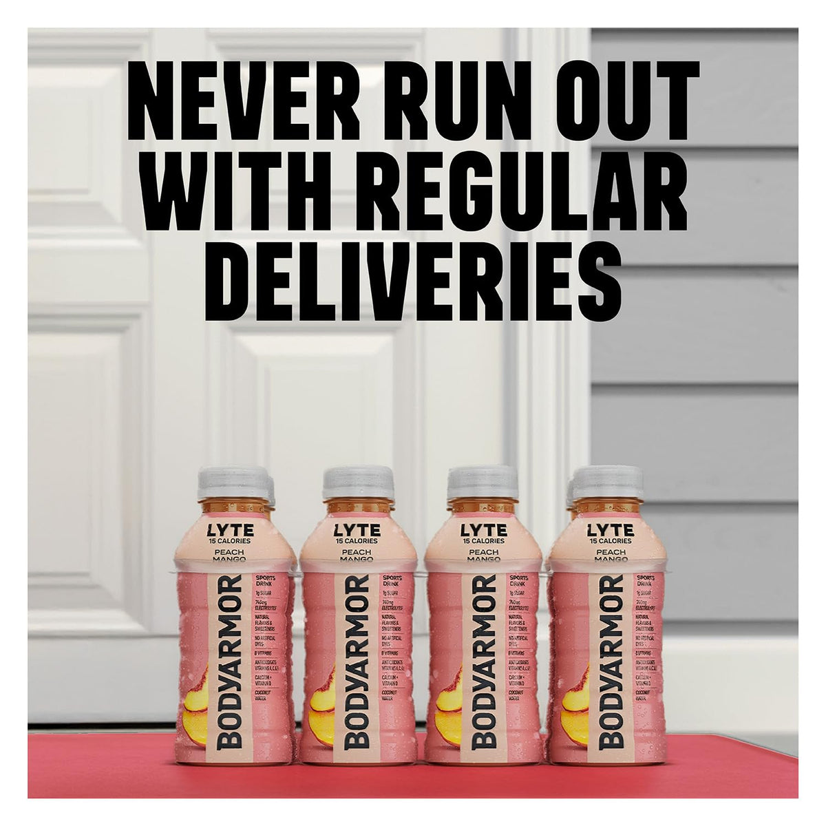 BODYARMOR LYTE,Peach Mango,Electrolyte Drink,20 Calories,16 Fl Oz Bottles,Coconut Water Sports Drink,Natural Flavor & B Vitamins,(Pack of 24)