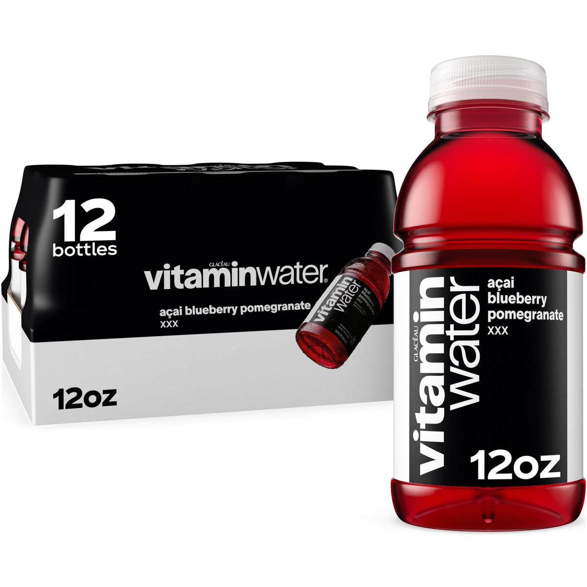 vitaminwater Focus Kiwi Strawberry, Flavored Water Beverage Bottles, 20 fl oz, 12 Pack