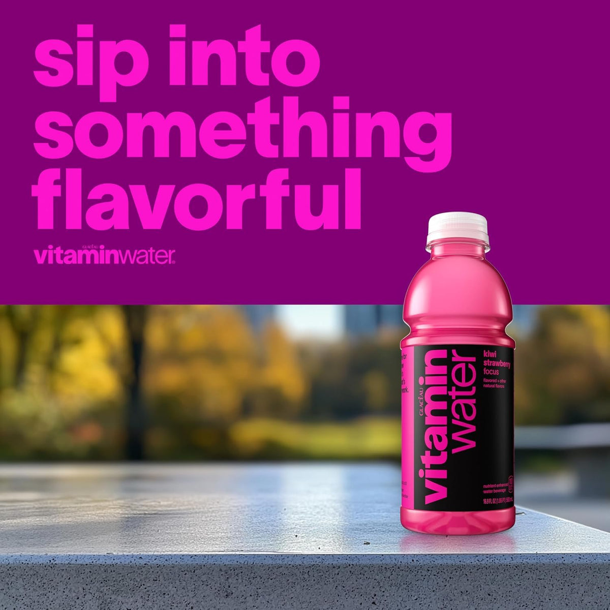 vitaminwater Focus Kiwi Strawberry, Flavored Water Beverage Bottles, 20 fl oz, 12 Pack