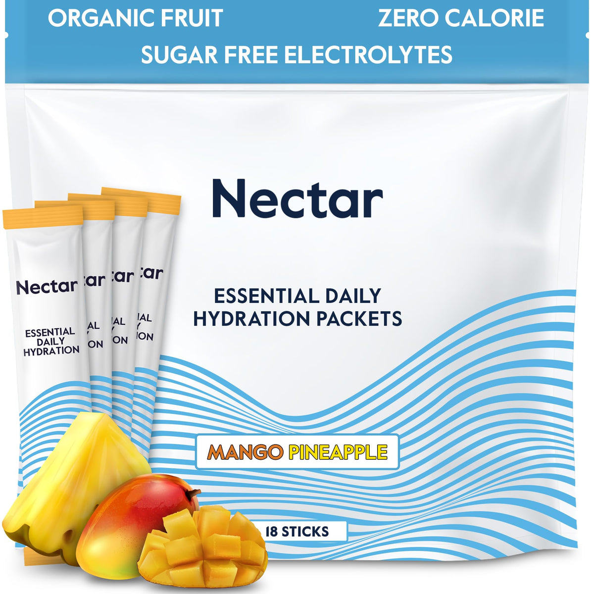 Nectar Hydration Packets - Electrolytes Powder Packets - No Sugar or Calories - Organic Fruit Liquid Daily IV Electrolytes Powder for Dehydration Relief and Rapid Rehydration (Lemon 30 Pack)