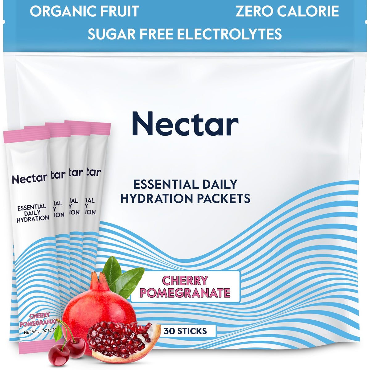 Nectar Hydration Packets - Electrolytes Powder Packets - No Sugar or Calories - Organic Fruit Liquid Daily IV Electrolytes Powder for Dehydration Relief and Rapid Rehydration (Lemon 30 Pack)