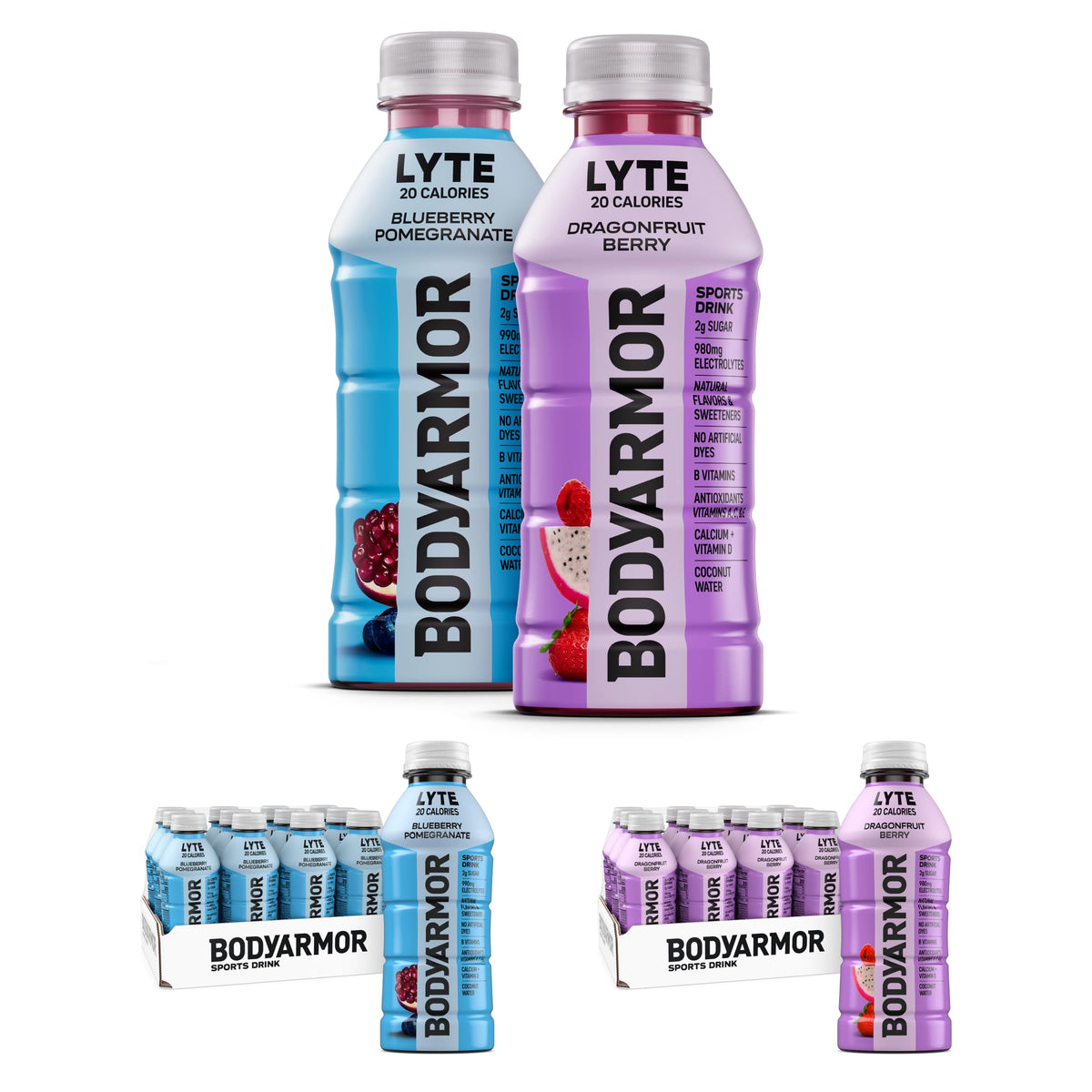 BODYARMOR LYTE,Peach Mango,Electrolyte Drink,20 Calories,16 Fl Oz Bottles,Coconut Water Sports Drink,Natural Flavor & B Vitamins,(Pack of 24)