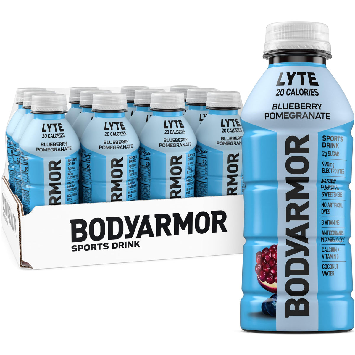 BODYARMOR LYTE,Peach Mango,Electrolyte Drink,20 Calories,16 Fl Oz Bottles,Coconut Water Sports Drink,Natural Flavor & B Vitamins,(Pack of 24)