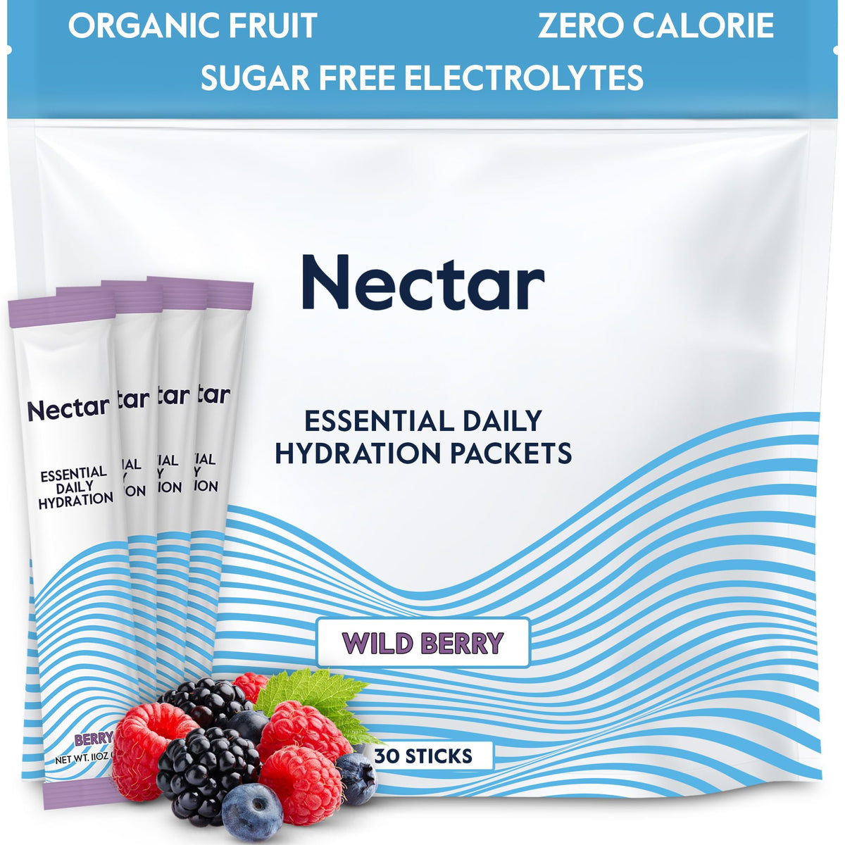 Nectar Hydration Packets - Electrolytes Powder Packets - No Sugar or Calories - Organic Fruit Liquid Daily IV Electrolytes Powder for Dehydration Relief and Rapid Rehydration (Lemon 30 Pack)