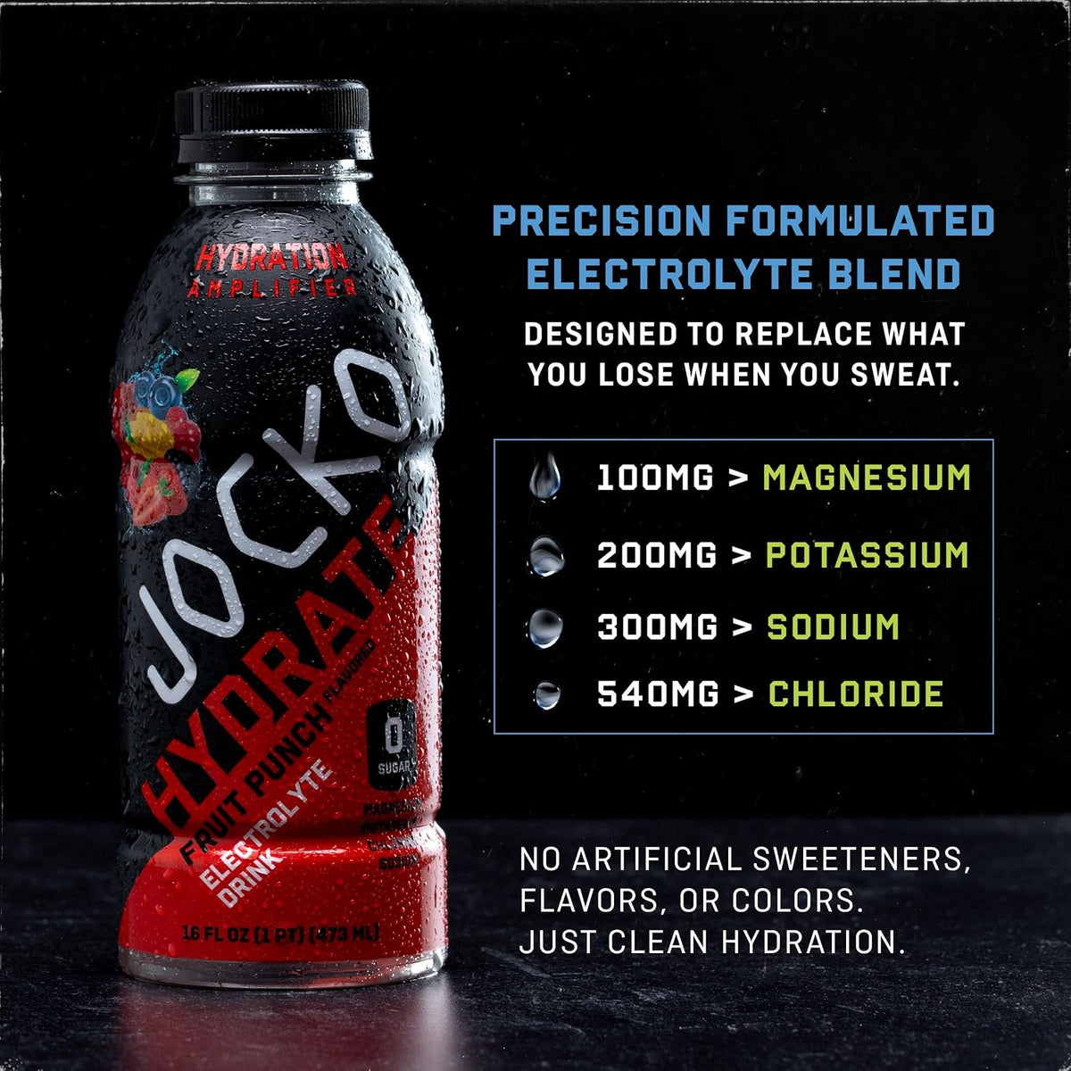 Jocko Fuel Hydrate Electrolyte Drinks - Sports Hydration Amplifier - Scientifically Formulated Electrolyte Blend Island Orange + Lemon-Lime 16 Oz (24 Pack)
