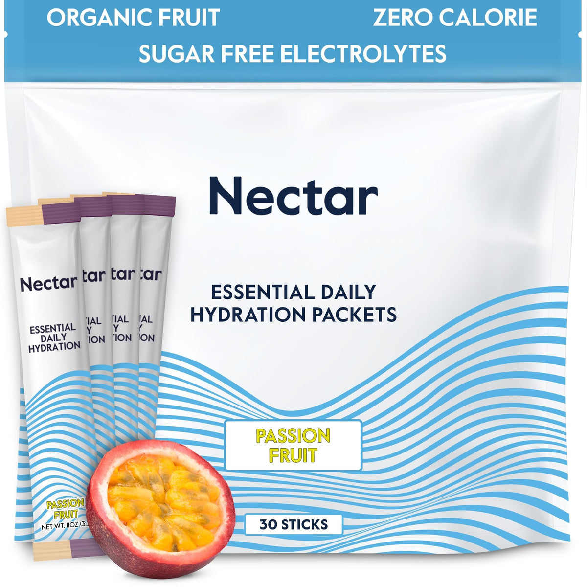 Nectar Hydration Packets - Electrolytes Powder Packets - No Sugar or Calories - Organic Fruit Liquid Daily IV Electrolytes Powder for Dehydration Relief and Rapid Rehydration (Lemon 30 Pack)